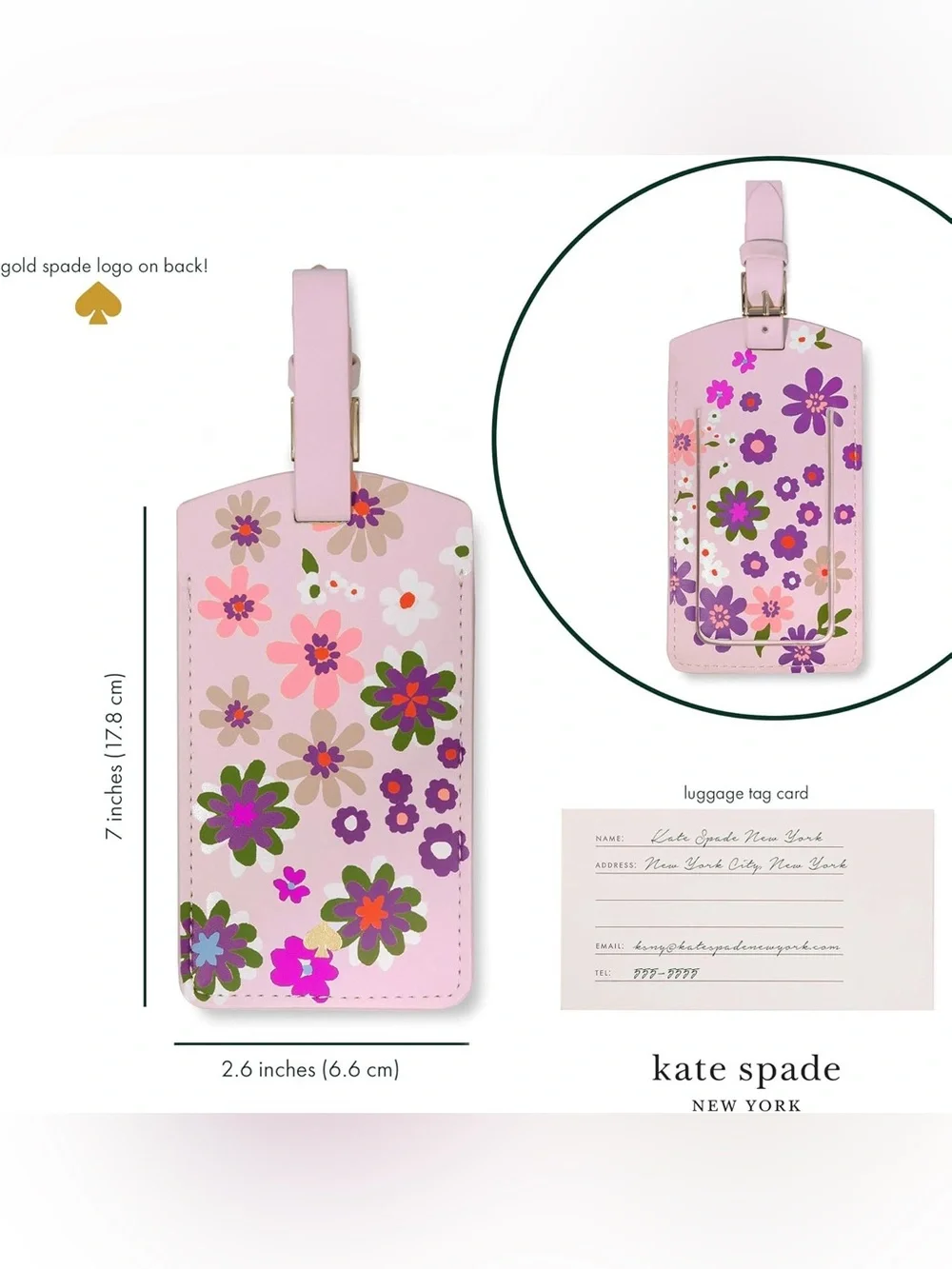 NWT Kate Spade New York Floral Vegan Leather Luggage Tag
